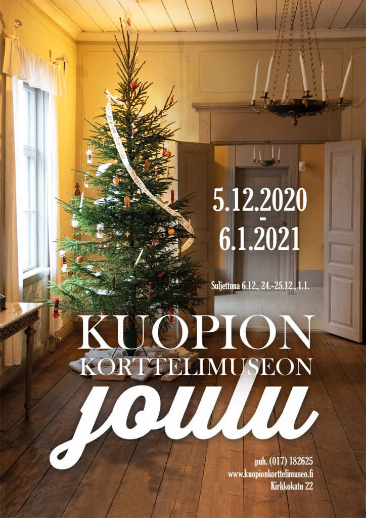 Joulunäyttelyn juliste. Joulunäyttely on avoinna Korttelimuseolla 5.12.2020-6.1.2021