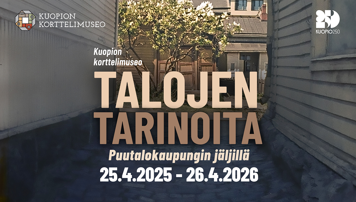 Talojen tarinoita -näyttelyn juliste